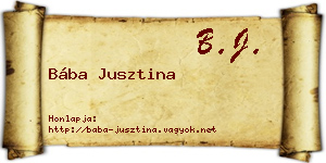 Bába Jusztina névjegykártya